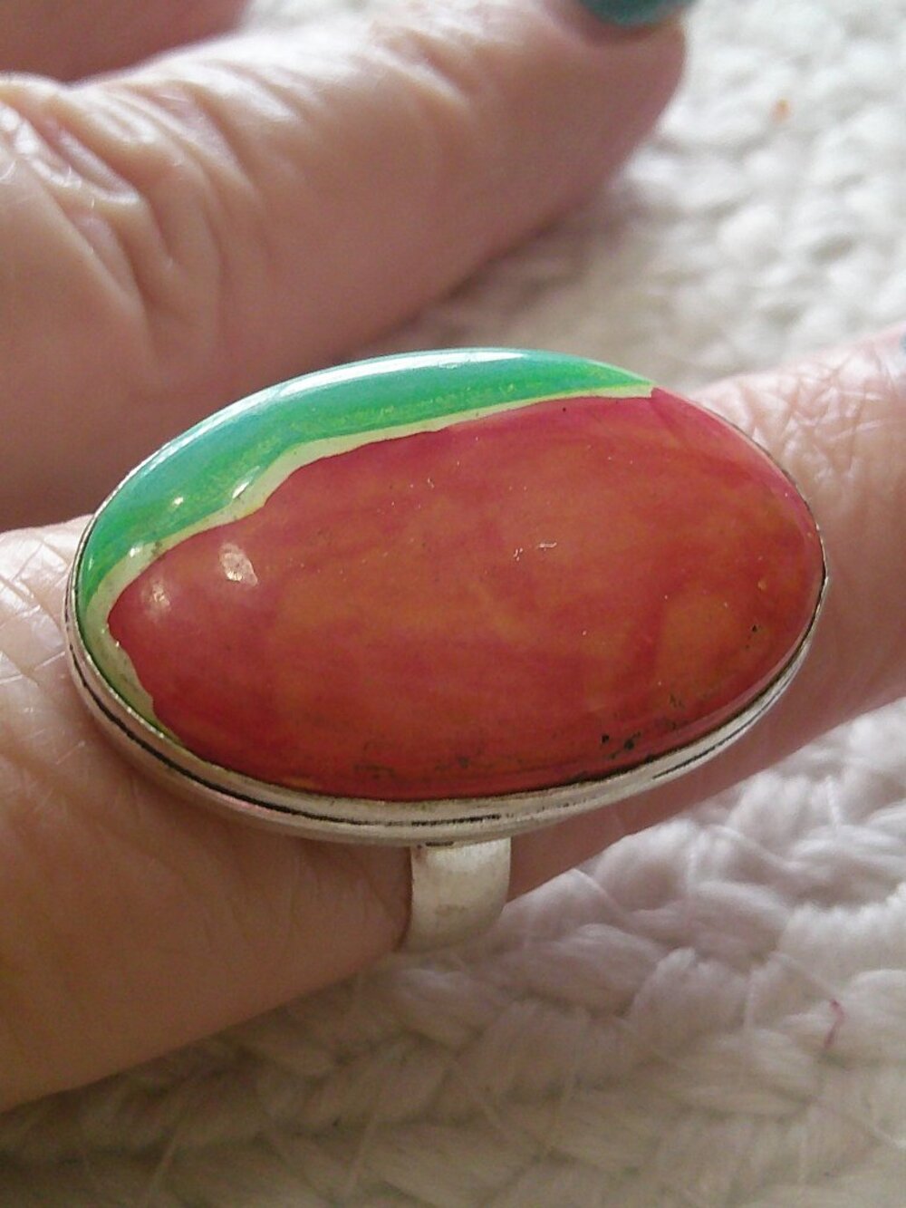 Gorgeous SPINY OYSTER TURQUOISE Handmade Sterling 925 Ring Size 10 #797E